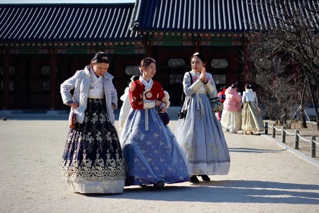 Three in Korean Traditional Costume 