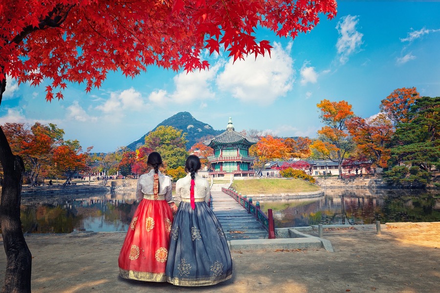 cover image with two Korean girls in traditional costume  